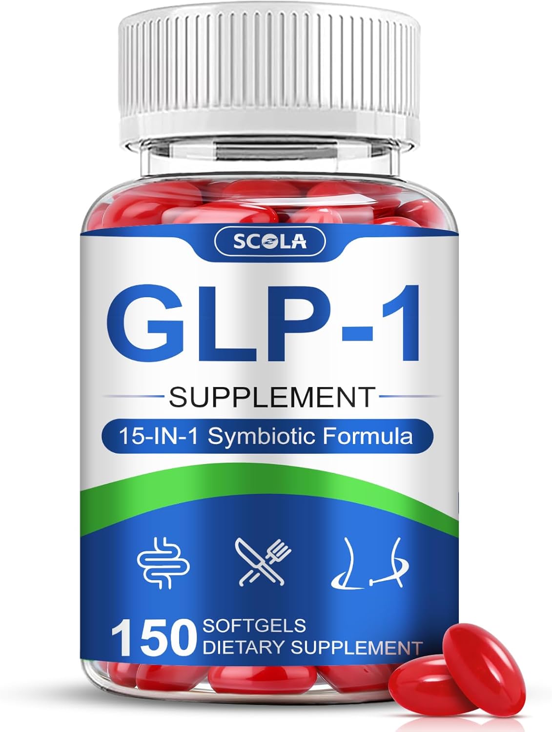 SCOLA GLP-1 Supplement Natural Activator Formula GLP1 for Women & Men | with Akkermansia, Berberine, Inulin, EGCG, Resveratrol, Hops | Supports Digestion, Hunger, Cravings, Gut Health, 150 Count