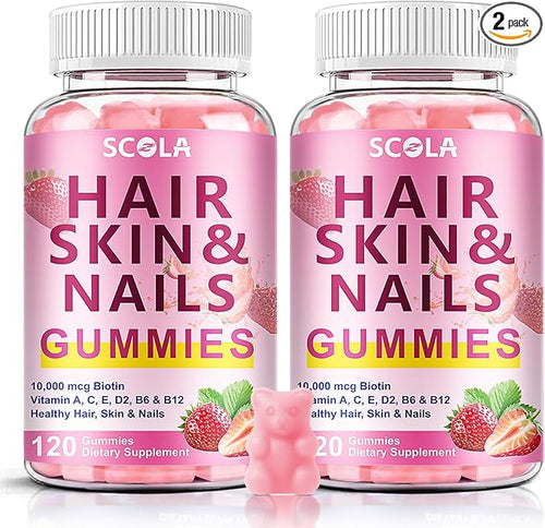 Hair Skin and Nails Gummies, Biotin (10,000mcg) Hair Skin and Nails Vitamins Supplement for Women, Men Supports Faster Hair Growth, Stronger Nails, Healthy Skin