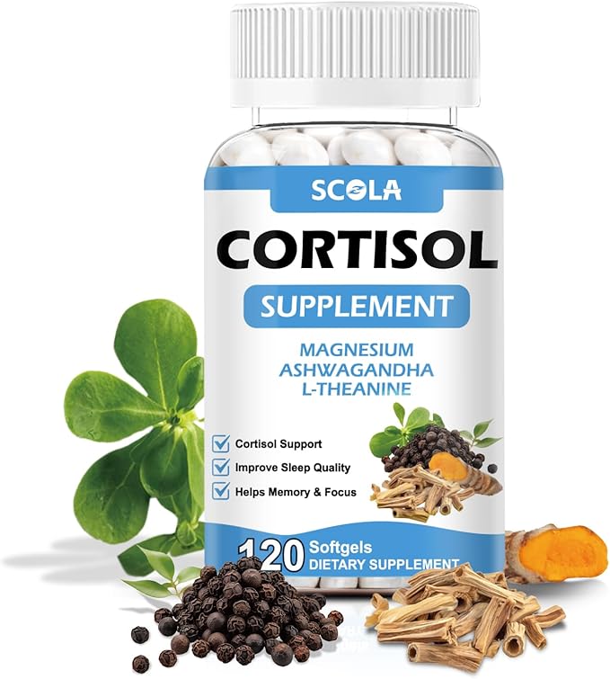 Cortisol Supplement for Women and Men with Magnesium, Ashwagandha/L-Theanine, Cortisol Detox Manager, Cortisol Reducer Supports Relaxation & Calm, Mood, Sleep, 60 Count