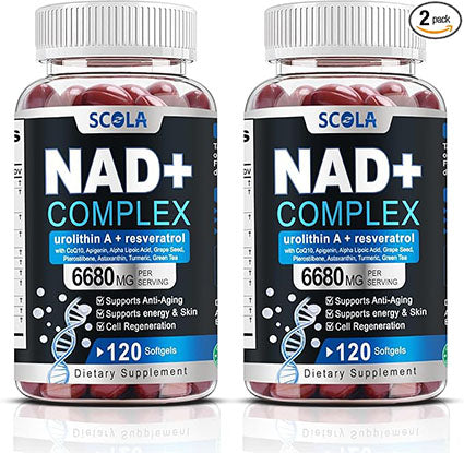 SCOLA Liposomal NAD+ 6680mg Ultra Strength Supplement | with Resveratrol | NAD+ Boost for Anti-Aging, Cellular Health & Energy | Liposome-Encapsulated Softgels